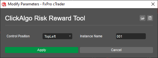 cTrader Risk & Reward cBot Settings